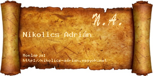 Nikolics Adrián névjegykártya